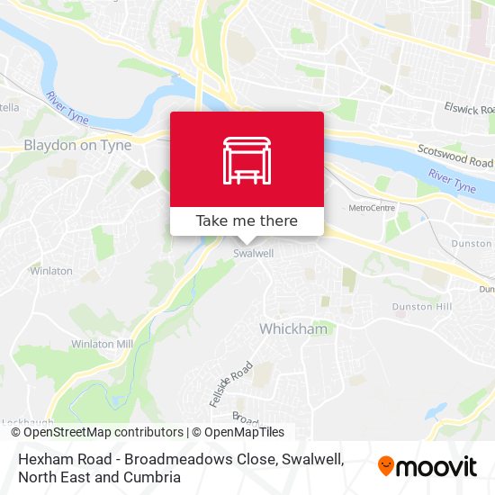 Hexham Road - Broadmeadows Close, Swalwell map