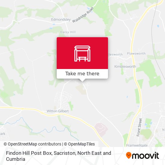 Findon Hill Post Box, Sacriston map