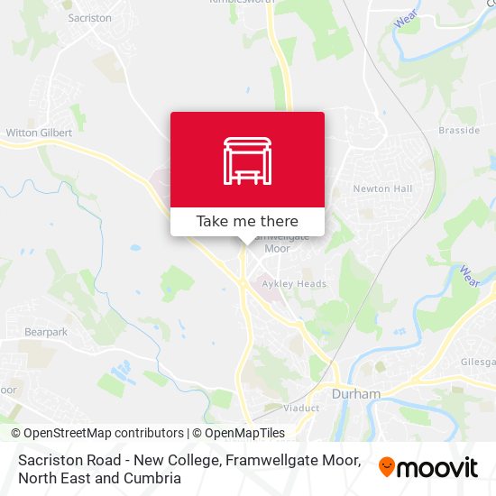 Sacriston Road - New College, Framwellgate Moor map