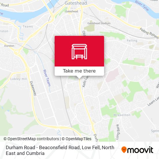 Durham Road - Beaconsfield Road, Low Fell map