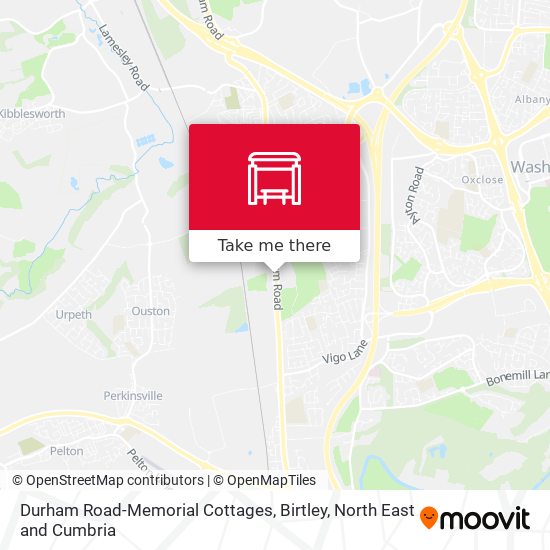 Durham Road-Memorial Cottages, Birtley map