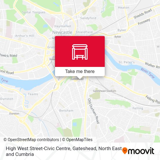 High West Street-Civic Centre, Gateshead map