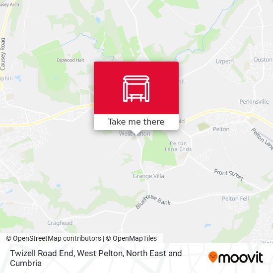 Twizell Road End, West Pelton map