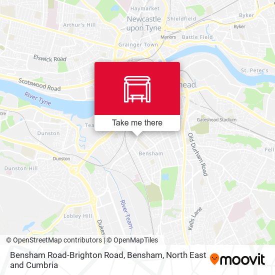 Bensham Road-Brighton Road, Bensham map