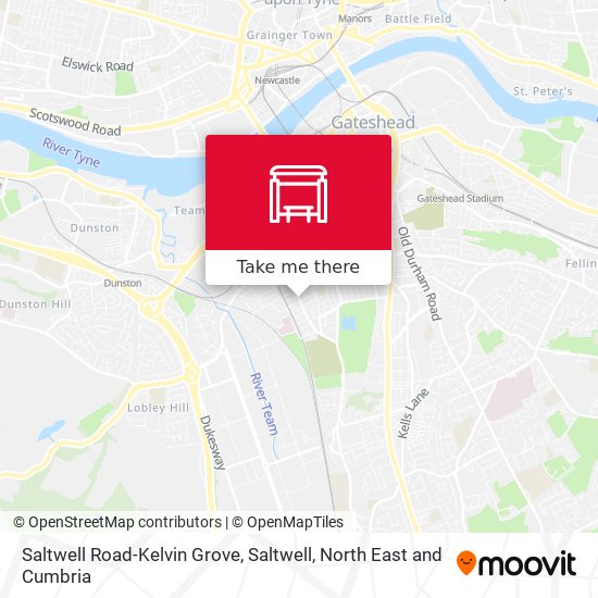 Saltwell Road-Kelvin Grove, Saltwell map