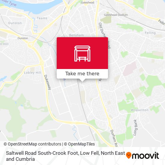 Saltwell Road South-Crook Foot, Low Fell map