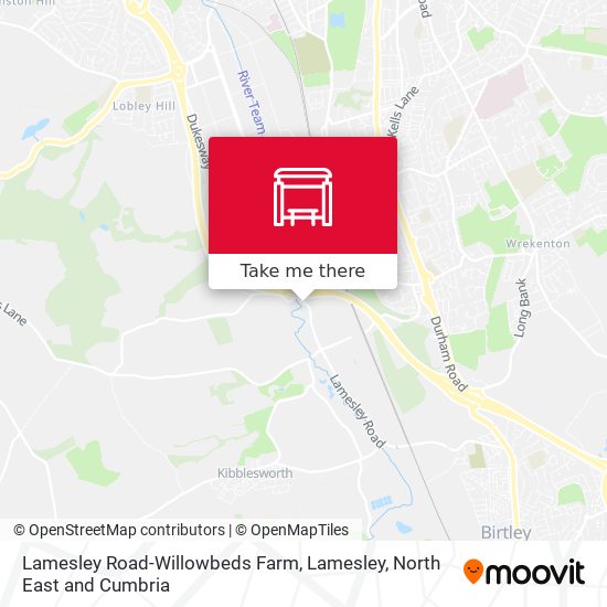 Lamesley Road-Willowbeds Farm, Lamesley map