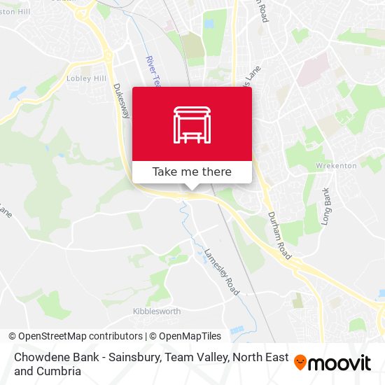 Chowdene Bank - Sainsbury, Team Valley map