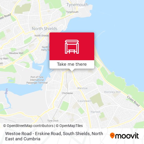 Westoe Road - Erskine Road, South Shields map