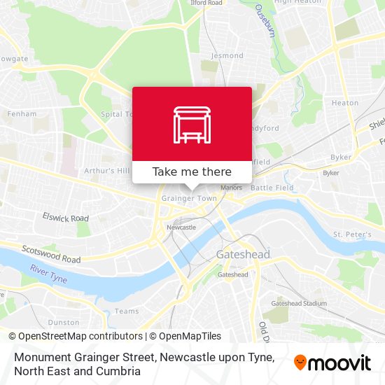 Monument Grainger Street, Newcastle upon Tyne map