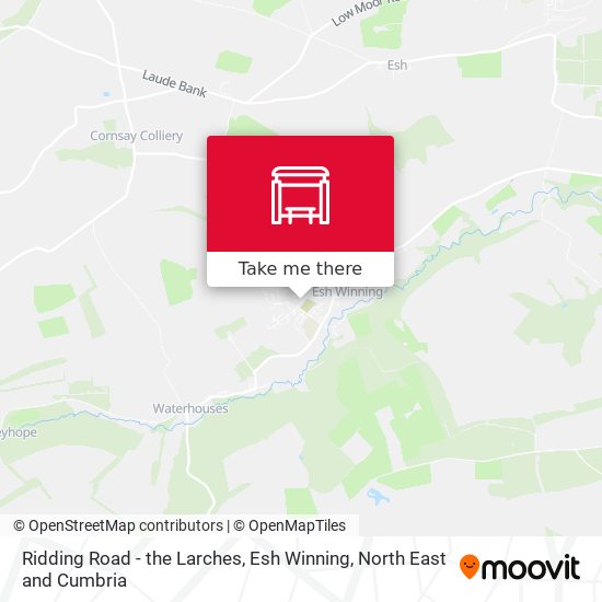 Ridding Road - the Larches, Esh Winning map