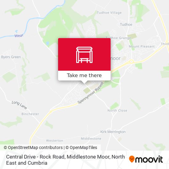 Central Drive - Rock Road, Middlestone Moor map