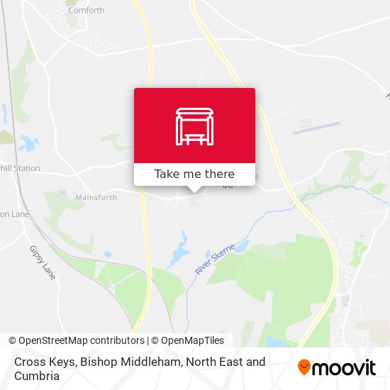 Cross Keys, Bishop Middleham map