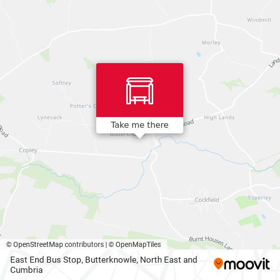 East End Bus Stop, Butterknowle map