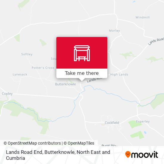 Lands Road End, Butterknowle map