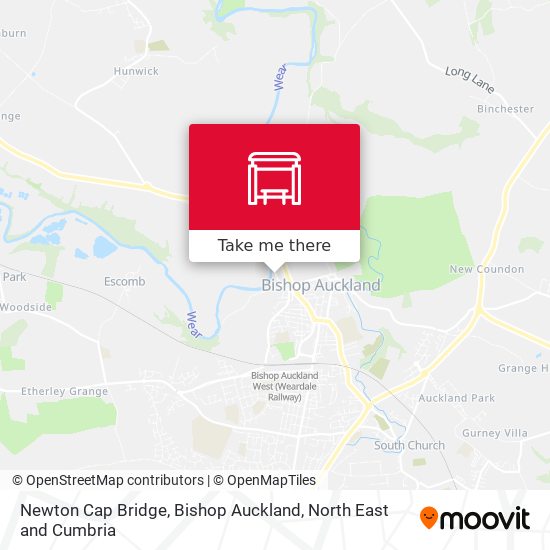 Newton Cap Bridge, Bishop Auckland map
