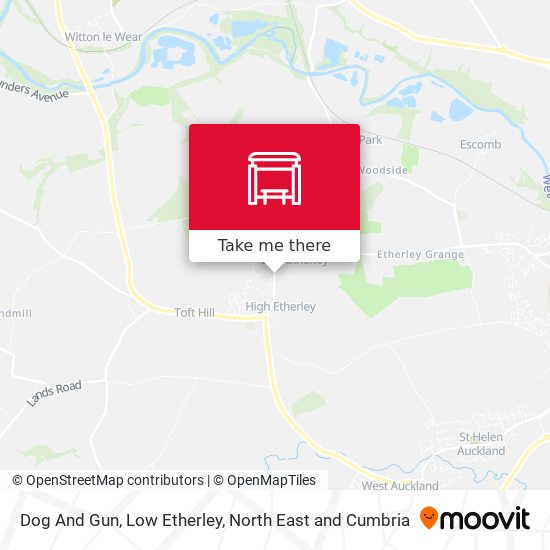 Dog And Gun, Low Etherley map