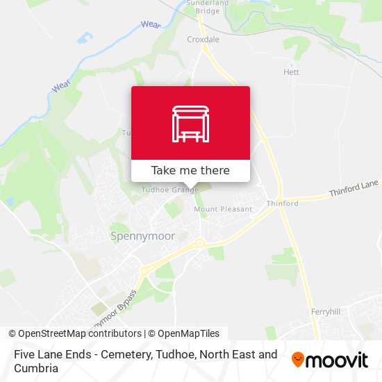 Five Lane Ends - Cemetery, Tudhoe map