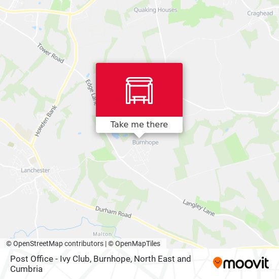 Post Office - Ivy Club, Burnhope map