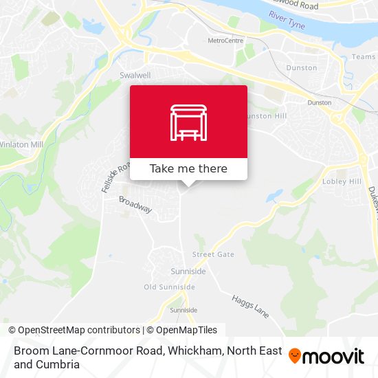 Broom Lane-Cornmoor Road, Whickham map