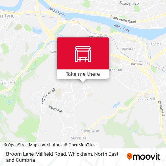 Broom Lane-Millfield Road, Whickham map