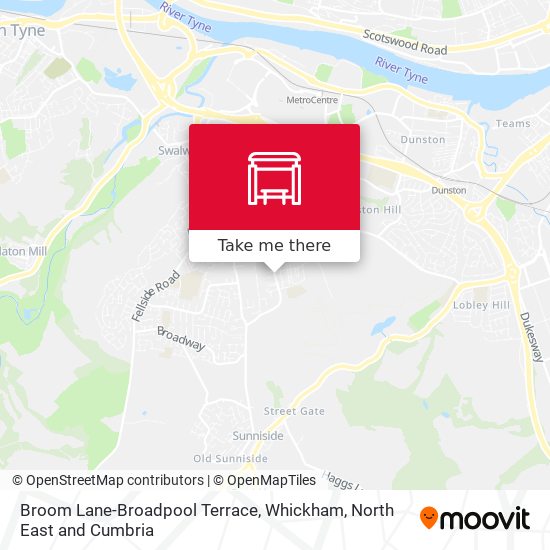 Broom Lane-Broadpool Terrace, Whickham map