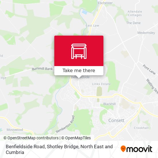 Benfieldside Road, Shotley Bridge map