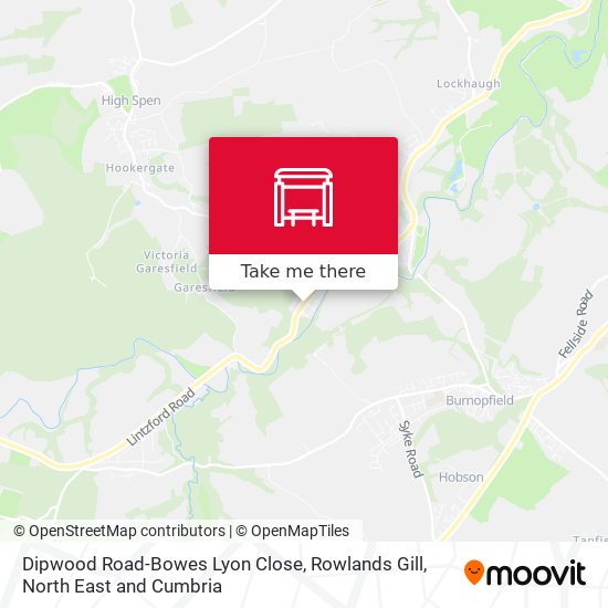 Dipwood Road-Bowes Lyon Close, Rowlands Gill map