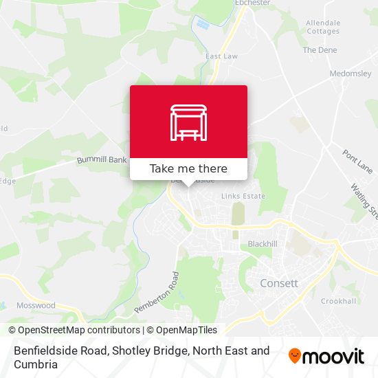 Benfieldside Road, Shotley Bridge map