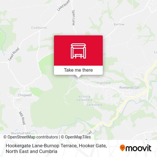 Hookergate Lane-Burnop Terrace, Hooker Gate map