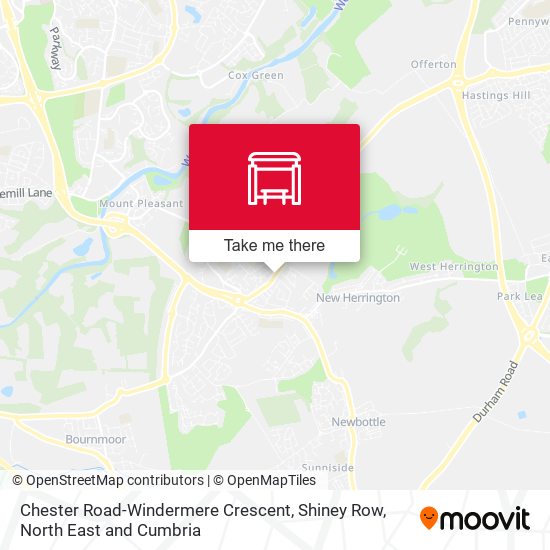 Chester Road-Windermere Crescent, Shiney Row map