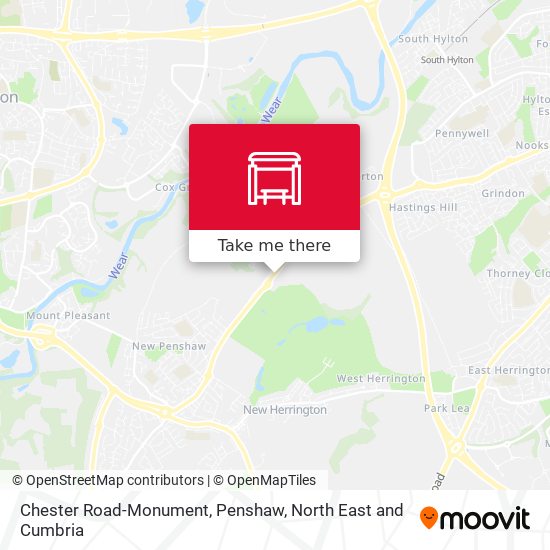 Chester Road-Monument, Penshaw map