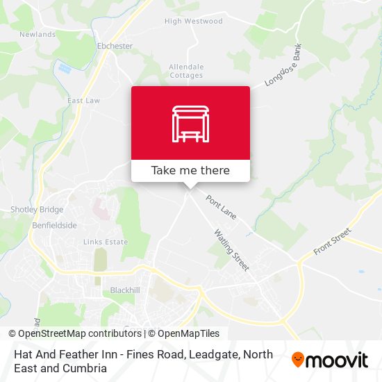 Hat And Feather Inn - Fines Road, Leadgate map