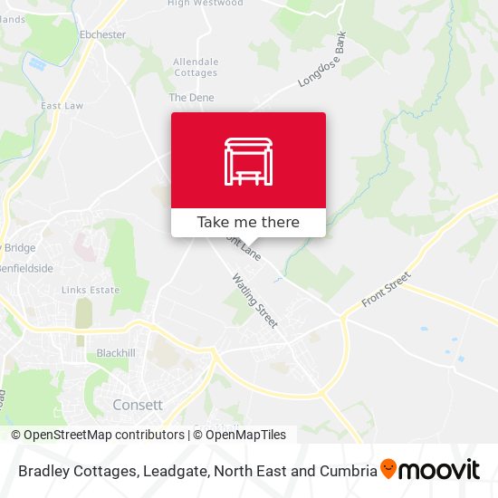 Bradley Cottages, Leadgate map