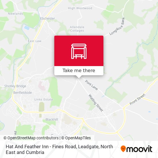 Hat And Feather Inn - Fines Road, Leadgate map