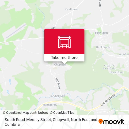 South Road-Mersey Street, Chopwell map