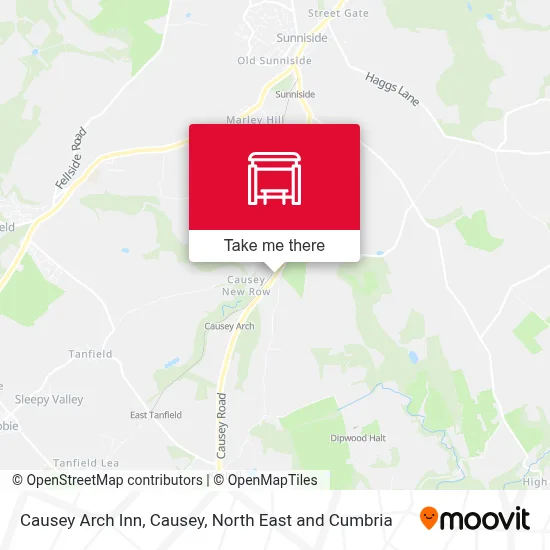 Causey Arch Inn, Causey map