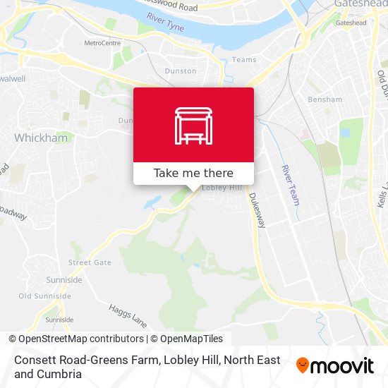 Consett Road-Greens Farm, Lobley Hill map