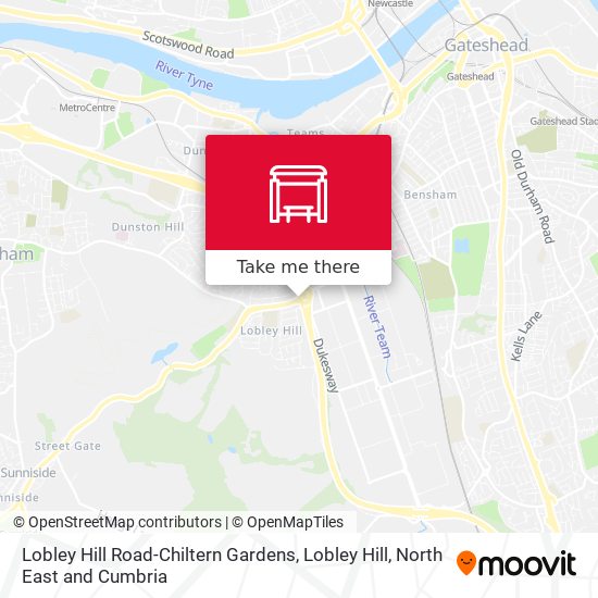 Lobley Hill Road-Chiltern Gardens, Lobley Hill map