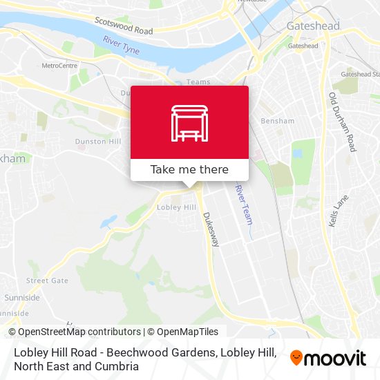 Lobley Hill Road - Beechwood Gardens, Lobley Hill map