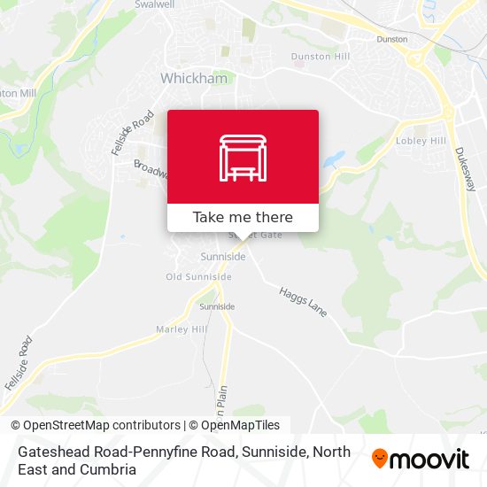 Gateshead Road-Pennyfine Road, Sunniside map