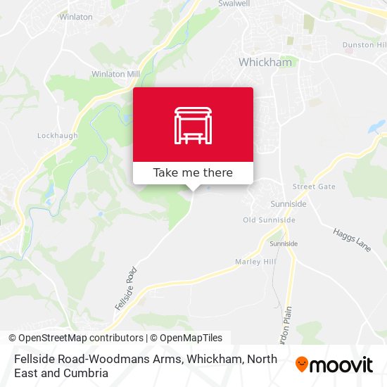 Fellside Road-Woodmans Arms, Whickham map