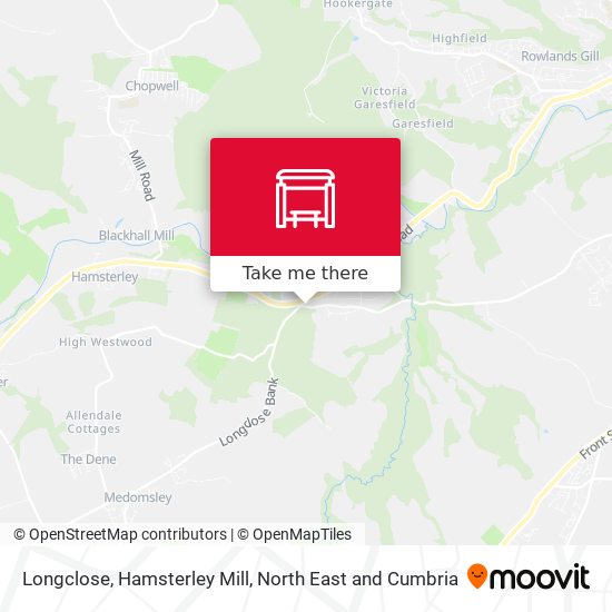 Longclose, Hamsterley Mill map