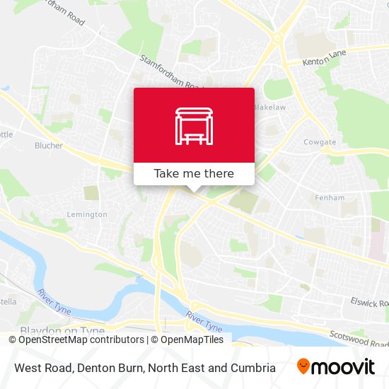 West Road, Denton Burn map