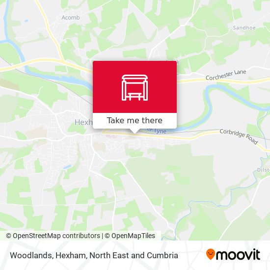 Woodlands, Hexham map