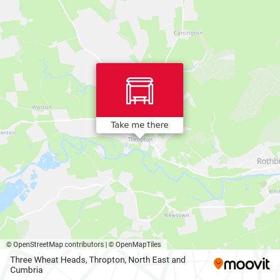 Three Wheat Heads, Thropton map