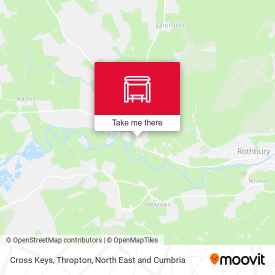 Cross Keys, Thropton map