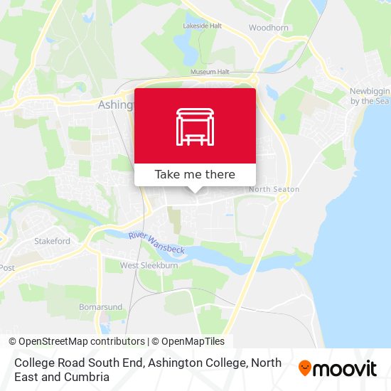 College Road South End, Ashington College map