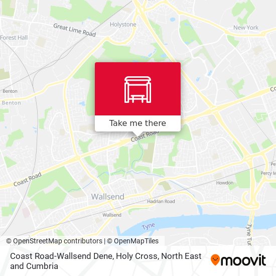 Coast Road-Wallsend Dene, Holy Cross map