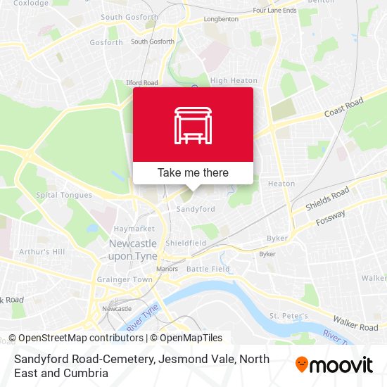 Sandyford Road-Cemetery, Jesmond Vale map